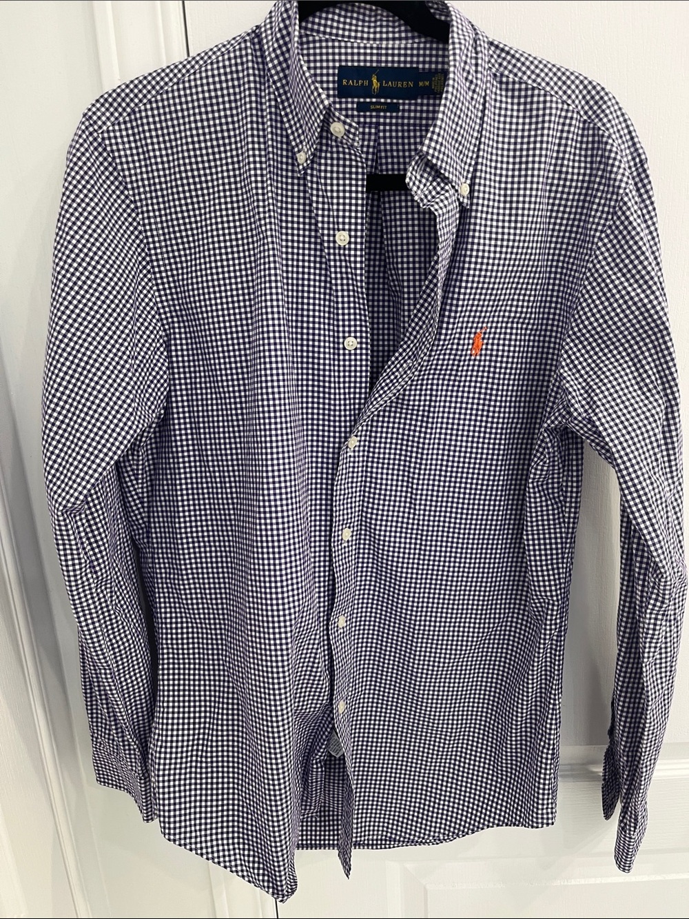 Polo by Ralph Lauren Navy and White Gingham Button-Down Shirt - Picture 1 of 3